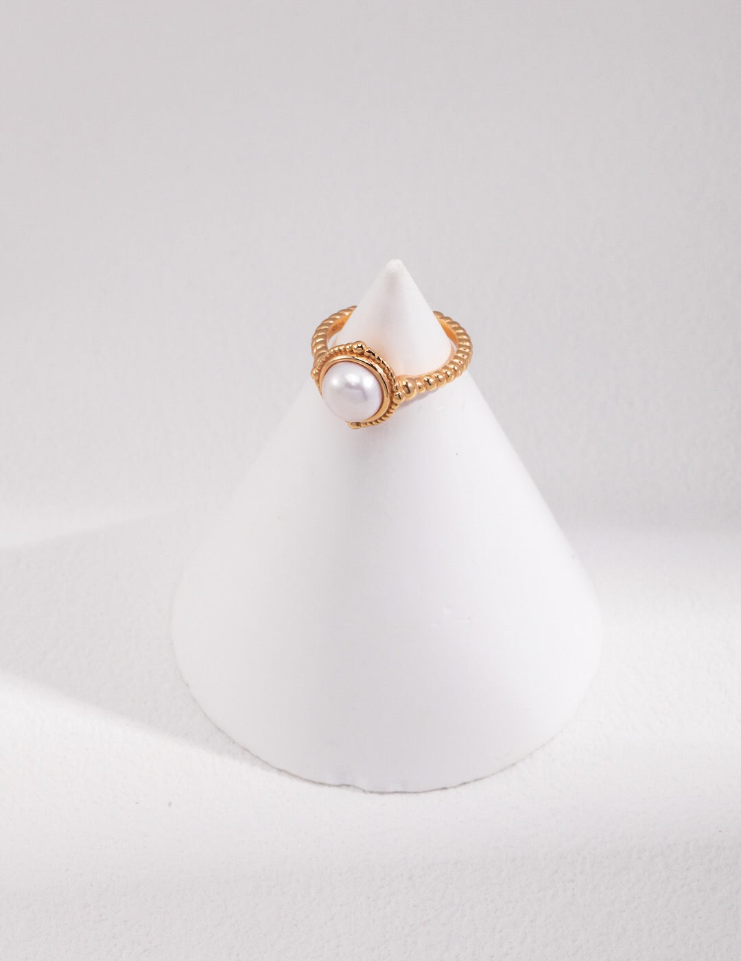 Twisted Pearl Adjustable Open Ring